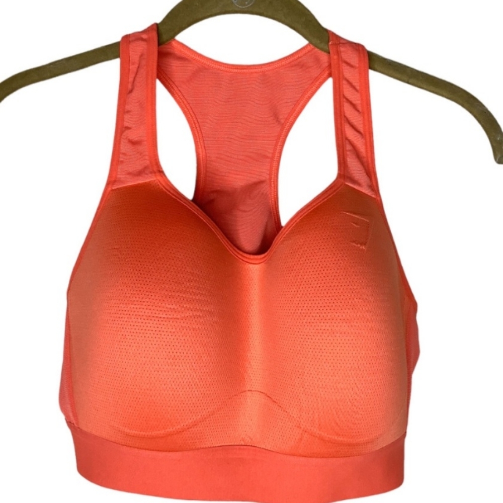 Gymshark Sports Bra Large Orange Lightweight High Support Racerback Molded Cups